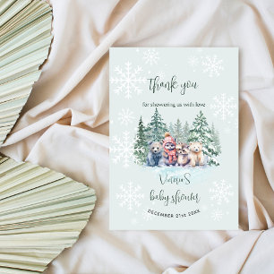 Winterschneeflocke Woodland Tierbabyldusche Dankeskarte