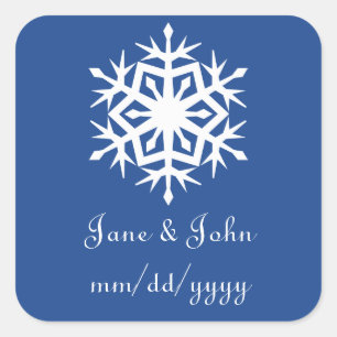 Winterschneeflocken auf blauem Sticker