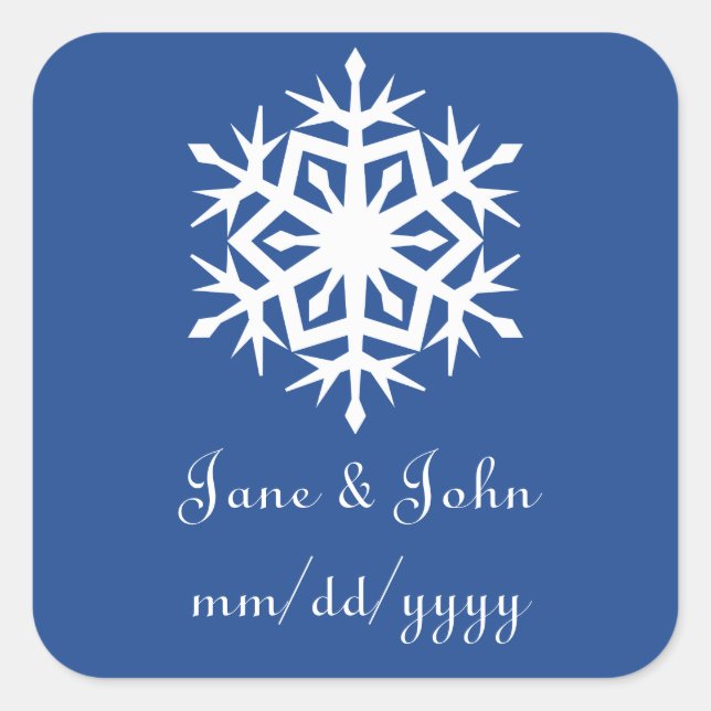 Winterschneeflocken auf blauem Sticker (Vorderseite)