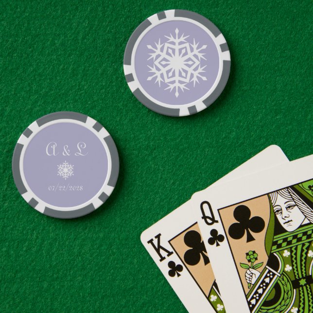 Winterschneeflocken auf dem Lavendel Pokerchips (Pokertisch (doppelt))
