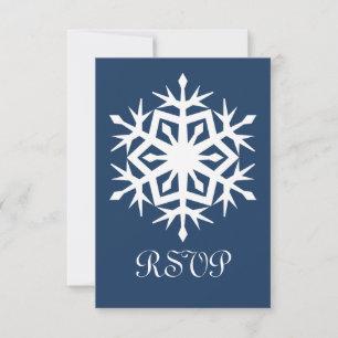 Winterschneeflocken auf der Navy-SVP-Karte RSVP Karte