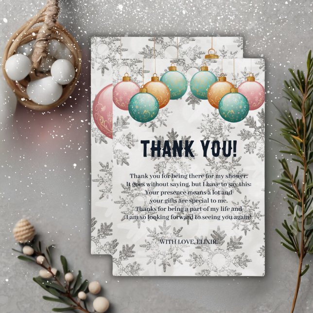 Winterschneeflocken Balls Ornaments Kinderdusche Dankeskarte (Von Creator hochgeladen)