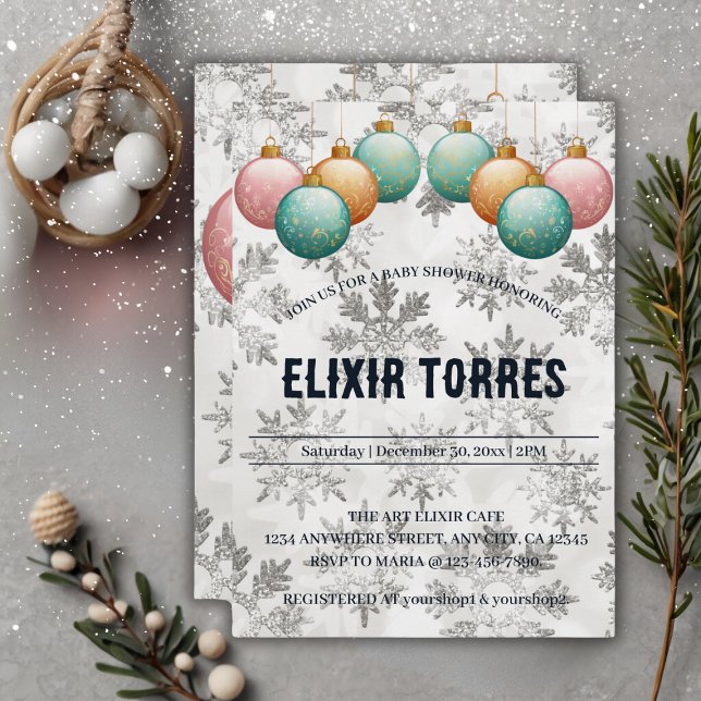 Winterschneeflocken Balls Ornaments Kinderdusche Einladung (Von Creator hochgeladen)