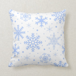Winterschneeflocken Blau Kissen
