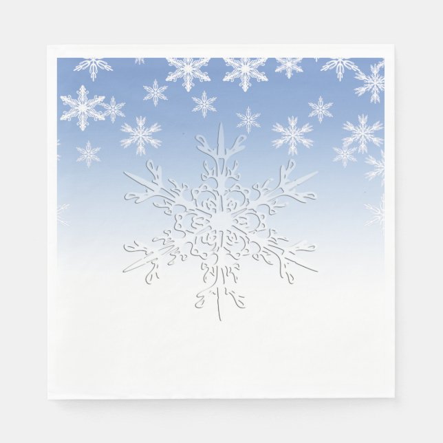 Winterschneeflocken Blau Serviette (Vorderseite)