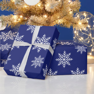 Winterschneeflocken blau und weiß geschenkpapier