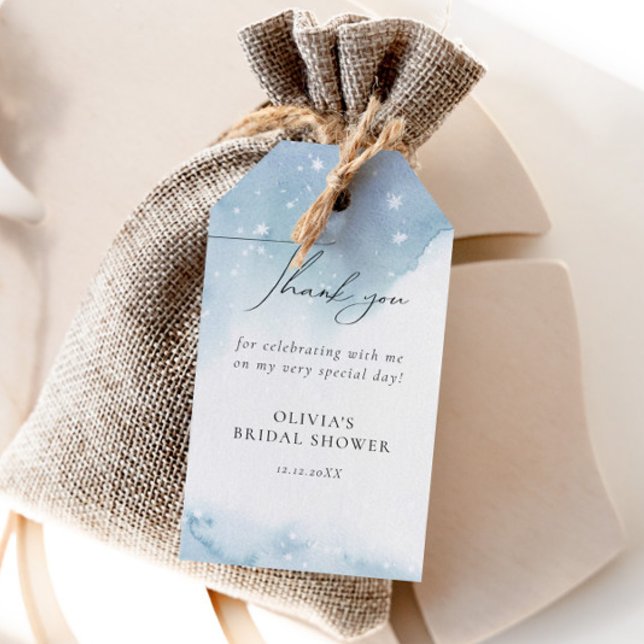 Winterschneeflocken Blaues Brautparty Geschenkanhänger (Von Creator hochgeladen)