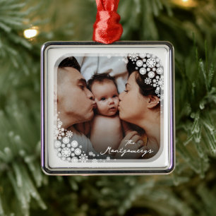 Winterschneeflocken Blume Foto Weihnachten Ornament Aus Metall