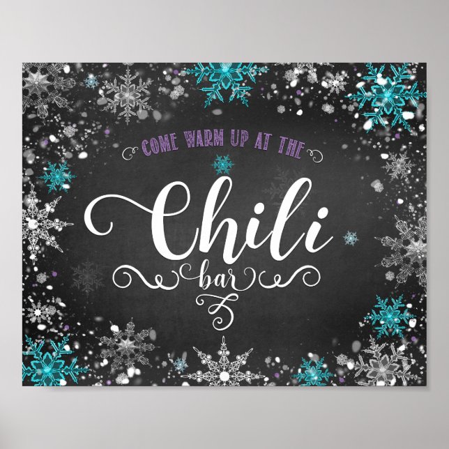 Winterschneeflocken Chili Bar Tafelschild Poster (Vorne)