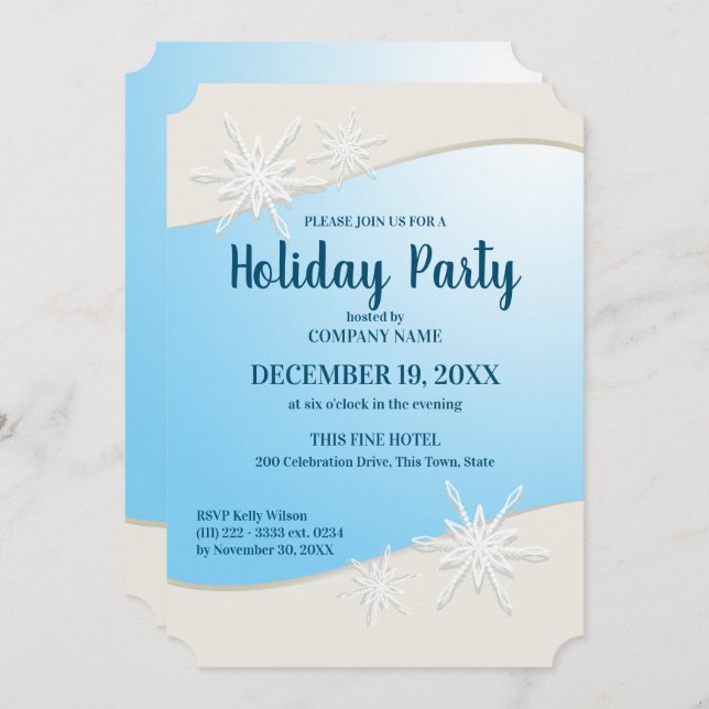 Winterschneeflocken Corporate Holiday Party Einladung (Vorne/Hinten)