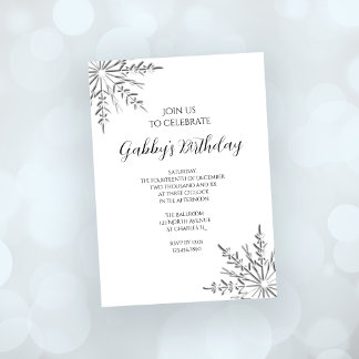 Winterschneeflocken Geburtstagsparty Einladung