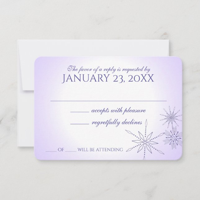 Winterschneeflocken Gemis Violet Wedding Response  RSVP Karte (Vorderseite)