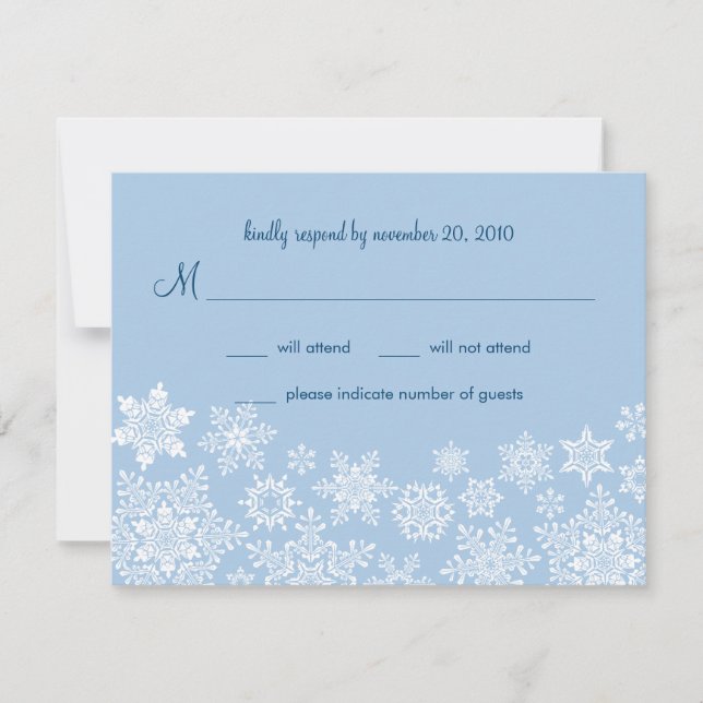Winterschneeflocken Hochzeitkarte RSVP (Vorderseite)