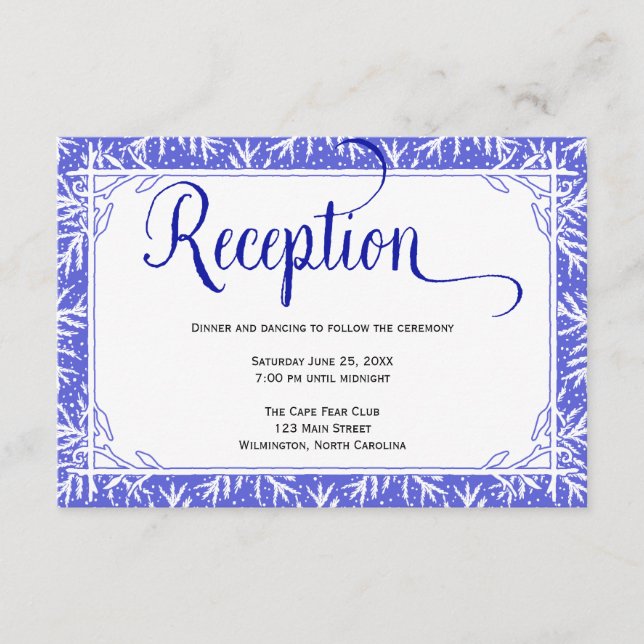 Winterschneeflocken Hochzeitsempfangskarte Begleitkarte (Vorderseite)