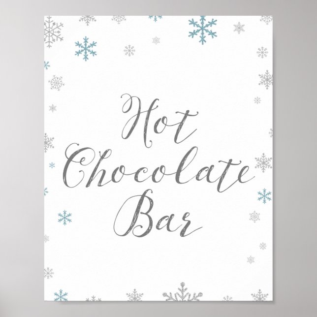 Winterschneeflocken - Hot-Chocolate-Bar-Zeichen Poster (Vorne)