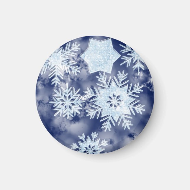 Winterschneeflocken Icy Blue Magnet (Vorne)