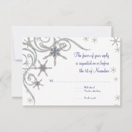 Winterschneeflocken im Bling Swirl Hochzeitskarte RSVP Karte
