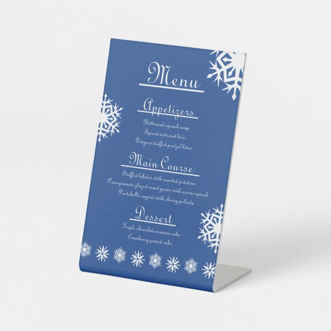 Winterschneeflocken im Blue Pedestal-Zeichen Sockelschild (Vorderseite)