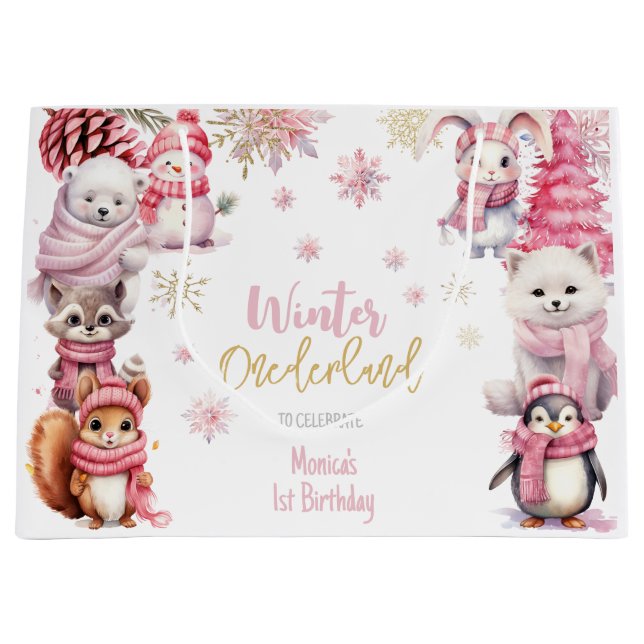 Winterschneeflocken im Glitzer der Nationalstaaten Große Geschenktüte (Vorderseite)