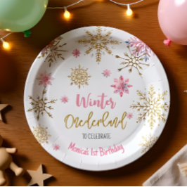 Winterschneeflocken im Glitzer der Nationalstaaten Pappteller