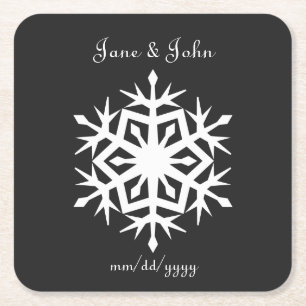 Winterschneeflocken im Schwarzweißpapier-Untersetz Rechteckiger Pappuntersetzer