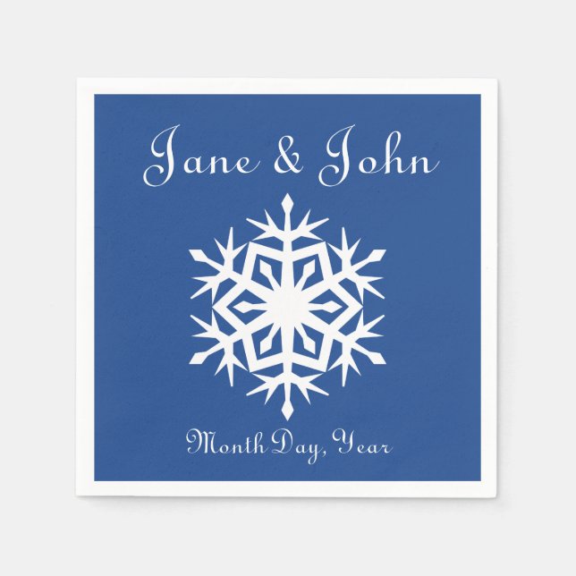 Winterschneeflocken in Blue Napkins Serviette (Vorderseite)