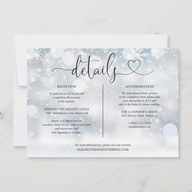 Winterschneeflocken - Informationen zu Herzinfarkt Einladung (Vorderseite)