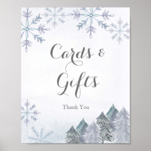 Winterschneeflocken Karten und Geschenkzeichen Poster