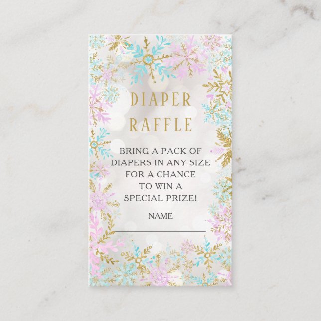 Winterschneeflocken Kinderduschmaschine Windelrad  Begleitkarte (Vorderseite)