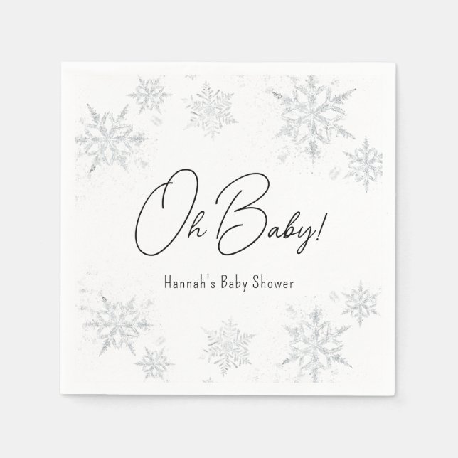 Winterschneeflocken Oh baby Napkins Serviette (Vorderseite)