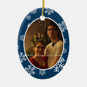 Winterschneeflocken Oval Foto Ornament