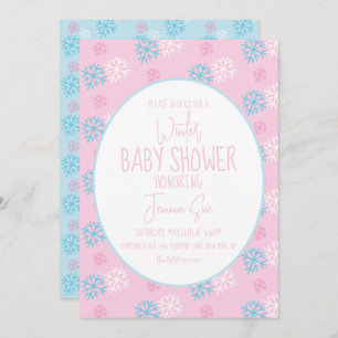 Winterschneeflocken Pink Blue Baby Dusche Einladung
