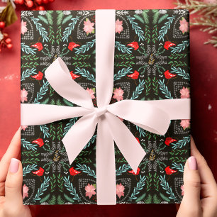 Winterschneeflocken, Poinsettias, Kardinal Geschenkpapier Set