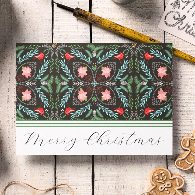 Winterschneeflocken, Poinsettias, Kardinal Karte (Von Creator hochgeladen)