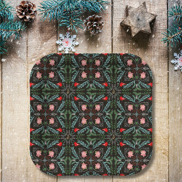 Winterschneeflocken, Poinsettias, Kardinal Pappteller