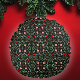 Winterschneeflocken, Poinsettias, Kardinal Rundes Kissen