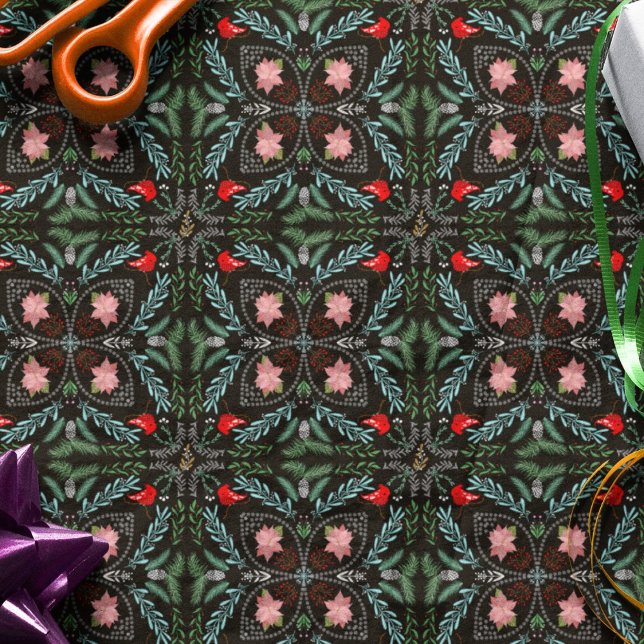 Winterschneeflocken, Poinsettias, Kardinal Seidenpapier (Von Creator hochgeladen)