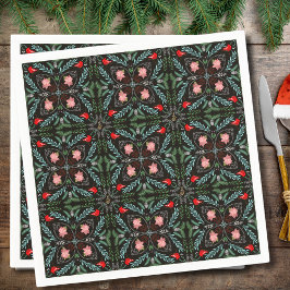 Winterschneeflocken, Poinsettias, Kardinal Serviette