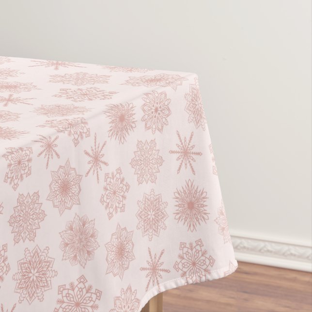 Winterschneeflocken Print Blush Pink Weihnachten Tischdecke (Beispiel)