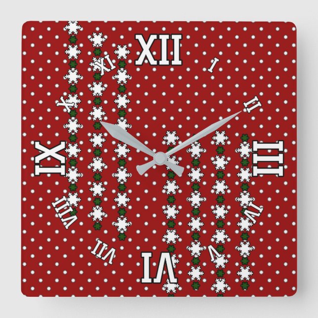 Winterschneeflocken Quadratische Wanduhr (Vorderseite)