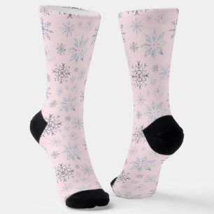 Winterschneeflocken Rosa Personalisierte Socken