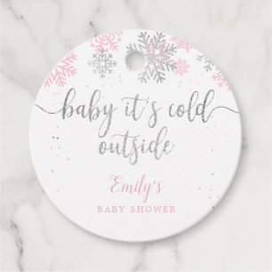 Winterschneeflocken Rosa und Silber Girl Babydusch Geschenkanhänger