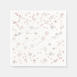 Winterschneeflocken Rosa und Silber Serviette