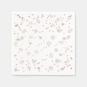 Winterschneeflocken Rosa und Silber Serviette