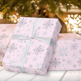 Winterschneeflocken Rosa Weihnachtswackelpapier Geschenkpapier
