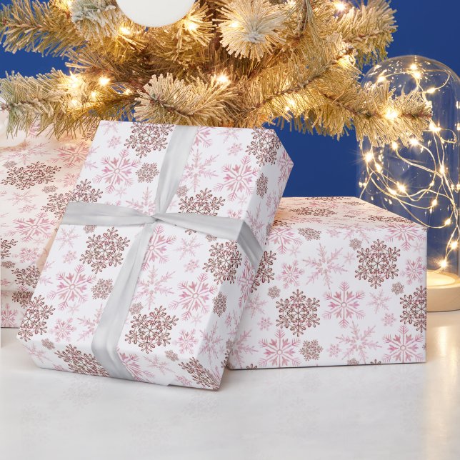 Winterschneeflocken Rot und Rosa Muster Wrapping P Geschenkpapier (Feiertage)