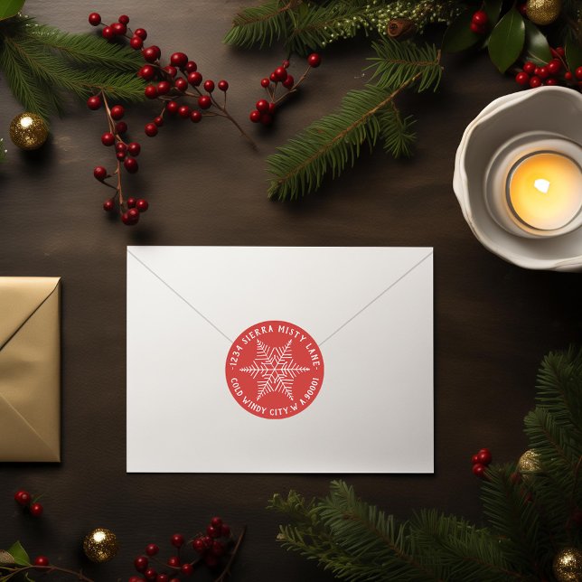 Winterschneeflocken-Rücksendeadresse Runder Aufkleber (Von Creator hochgeladen)