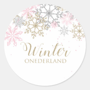 Winterschneeflocken Runder Aufkleber