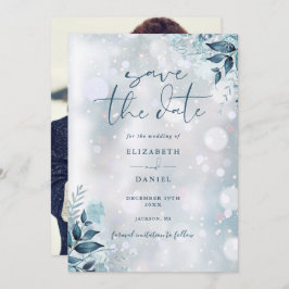 Winterschneeflocken Rustikales Foto Hochzeit Save The Date