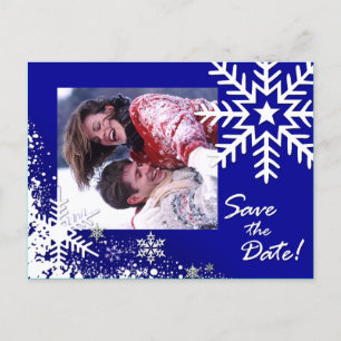 Winterschneeflocken Save the Date (Lapis) Foto Ankündigungspostkarte